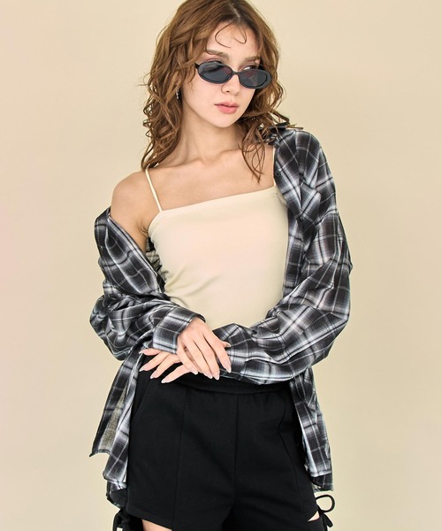 ANAP(アナップ)の「Wポケットオンブレチェックオーバーサイズシャツ(シャツ/ブラウス・レディース・ホワイト/ブラック・F)」の10枚目の写真