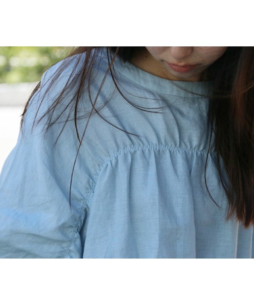 sanpo kuschel(サンポクシェル)の「シャーリングリネントップス(Tシャツ/カットソー・レディース・ブルー・FREE)」の13枚目の写真