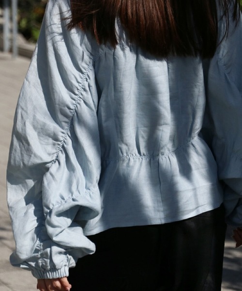sanpo kuschel(サンポクシェル)の「シャーリングリネントップス(Tシャツ/カットソー・レディース・ブルー・FREE)」の18枚目の写真