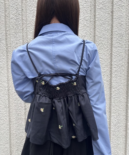 merrylatte(メリーラテ)の「FLOWER CAMISOLE【IROHANI】(キャミソール・レディース・グレー/ネイビー・FREE)」の7枚目の写真