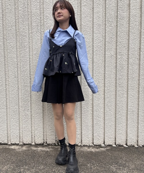 merrylatte(メリーラテ)の「FLOWER CAMISOLE【IROHANI】(キャミソール・レディース・グレー/ネイビー・FREE)」の8枚目の写真