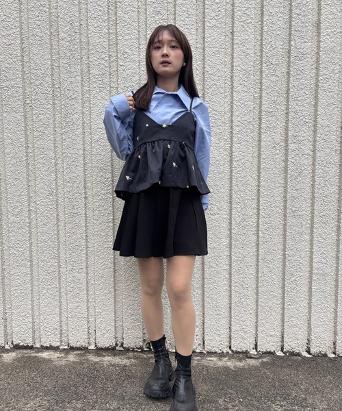 merrylatte(メリーラテ)の「FLOWER CAMISOLE【IROHANI】(キャミソール・レディース・グレー/ネイビー・FREE)」の10枚目の写真