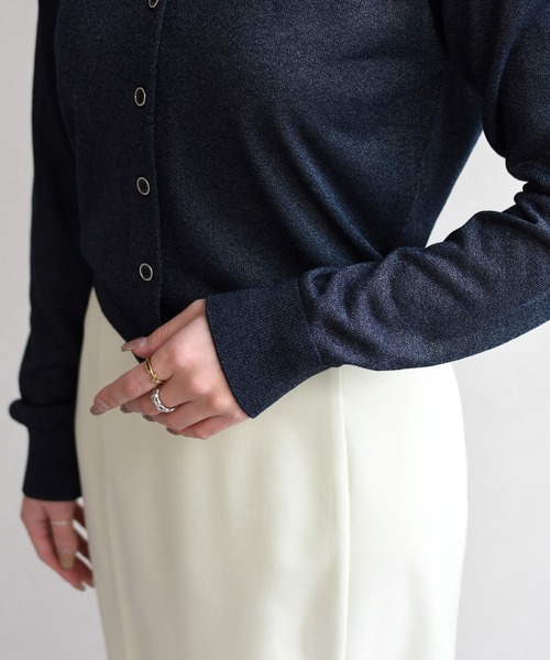 31 Sons de mode（トランテアン　ソン　ドゥ　モード）の「スパークラメクルーネックカーディガン（カーディガン/ボレロ・レディース・ネイビー/ピンク/オフホワイト・ﾌﾘ-）」の19枚目の写真