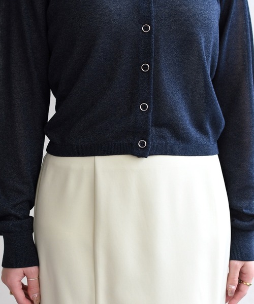 31 Sons de mode（トランテアン　ソン　ドゥ　モード）の「スパークラメクルーネックカーディガン（カーディガン/ボレロ・レディース・ネイビー/ピンク/オフホワイト・ﾌﾘ-）」の21枚目の写真