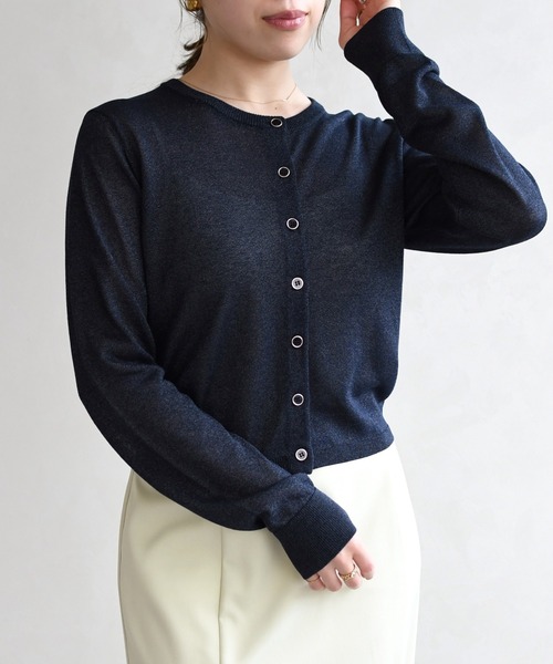 31 Sons de mode（トランテアン　ソン　ドゥ　モード）の「スパークラメクルーネックカーディガン（カーディガン/ボレロ・レディース・ネイビー/ピンク/オフホワイト・ﾌﾘ-）」の18枚目の写真