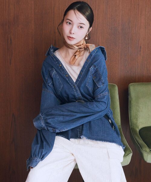 earth music&ecology(アースミュージックアンドエコロジー)の「ボタニカル柄スカーフ(70×70)(バンダナ/スカーフ・レディース・アイボリー/グリーン/ベージュ・FREE)」の11枚目の写真