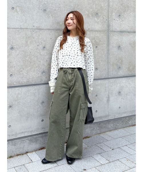 Ungrid（アングリッド）の「FAITH別注 ヘンリーネックショートロングスリーブTee（Tシャツ/カットソー・レディース・その他1/アイボリー/チャコールグレー・FREE）」の9枚目の写真