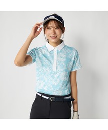 marie claire GOLF/マリクレール ゴルフ ゴルフウェア 総柄デザイン 吸汗速乾 接触冷感 UVカット 半袖ポロシャツ
