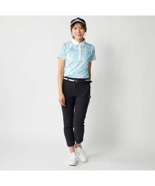 marie claire(マリ・クレール)の「marie claire GOLF/マリクレール ゴルフ ゴルフウェア 総柄デザイン 吸汗速乾 接触冷感 UVカット 半袖ポロシャツ(ポロシャツ・レディース・ライトブルー/ラベンダー/ネイビー・M/L/LL/3L)」の7枚目の写真