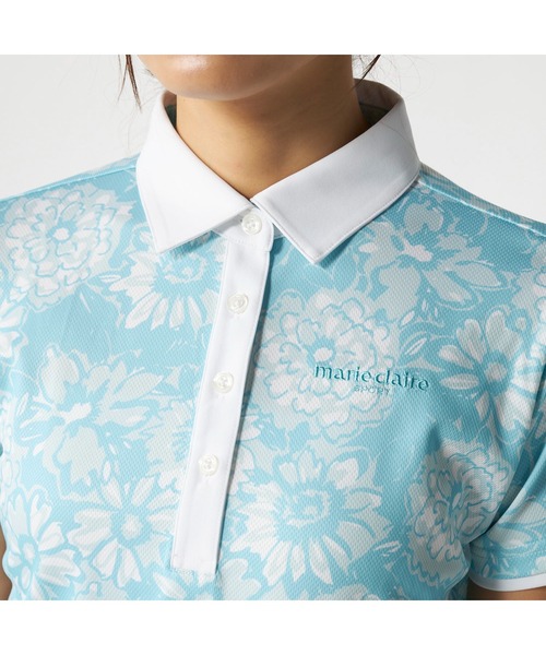 marie claire(マリ・クレール)の「marie claire GOLF/マリクレール ゴルフ ゴルフウェア 総柄デザイン 吸汗速乾 接触冷感 UVカット 半袖ポロシャツ(ポロシャツ・レディース・ライトブルー/ラベンダー/ネイビー・M/L/LL/3L)」の12枚目の写真