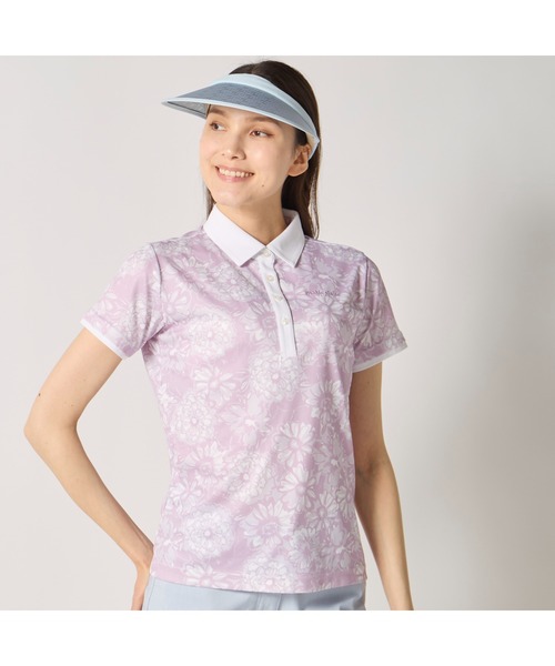 marie claire(マリ・クレール)の「marie claire GOLF/マリクレール ゴルフ ゴルフウェア 総柄デザイン 吸汗速乾 接触冷感 UVカット 半袖ポロシャツ(ポロシャツ・レディース・ライトブルー/ラベンダー/ネイビー・M/L/LL/3L)」の13枚目の写真
