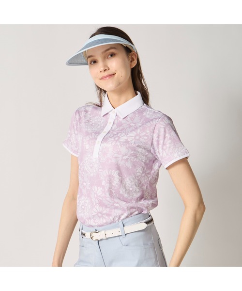 marie claire(マリ・クレール)の「marie claire GOLF/マリクレール ゴルフ ゴルフウェア 総柄デザイン 吸汗速乾 接触冷感 UVカット 半袖ポロシャツ(ポロシャツ・レディース・ライトブルー/ラベンダー/ネイビー・M/L/LL/3L)」の14枚目の写真