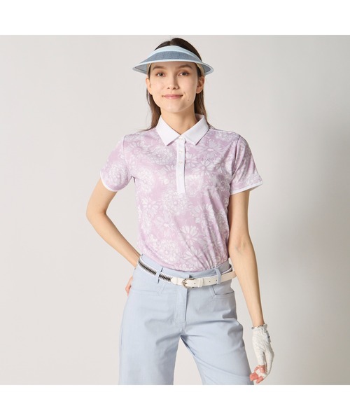 marie claire(マリ・クレール)の「marie claire GOLF/マリクレール ゴルフ ゴルフウェア 総柄デザイン 吸汗速乾 接触冷感 UVカット 半袖ポロシャツ(ポロシャツ・レディース・ライトブルー/ラベンダー/ネイビー・M/L/LL/3L)」の16枚目の写真