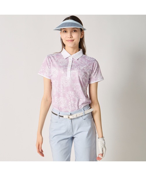 marie claire(マリ・クレール)の「marie claire GOLF/マリクレール ゴルフ ゴルフウェア 総柄デザイン 吸汗速乾 接触冷感 UVカット 半袖ポロシャツ(ポロシャツ・レディース・ライトブルー/ラベンダー/ネイビー・M/L/LL/3L)」の17枚目の写真