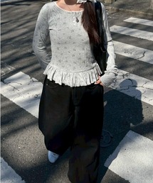 nemne store（ネンネストア）の「コバナ柄テレコ裾フリル（Tシャツ/カットソー）」