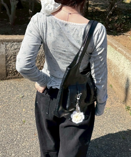 nemne store（ネンネストア）の「コバナ柄テレコ裾フリル（Tシャツ/カットソー・レディース・ホワイト系/杢グレー・MEDIUM/SMALL）」の13枚目の写真