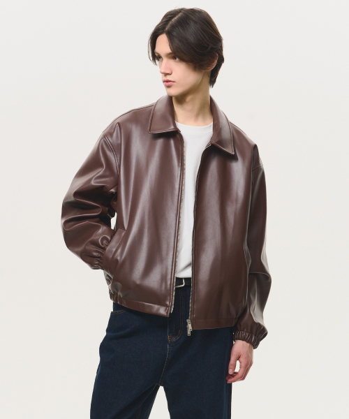 BLACK MOMENT（ブラックモーメント）の「シグニチャーシンセティックレザーオーバーサイズ2WAY[ブラウン]（ライダースジャケット・メンズ・ブラウン・SMALL/MEDIUM/LARGE）」の6枚目の写真