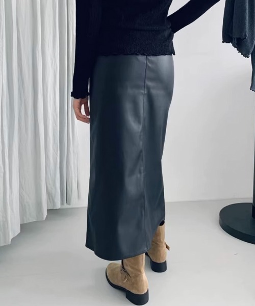 shoppinggo(ショッピングゴー)の「レザースカート レディース PUスカート カジュアル オールシーズン(スカート・レディース・ブラック/ブラウン系その他/ブラウン・M/L)」の8枚目の写真