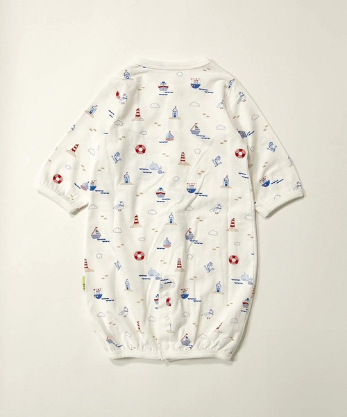 MAKE YOUR DAY（メイクユアデイ）の「やわらか2柄2WAYオール（ロンパース・キッズ・ブルー/オフホワイト・50-70cm）」の4枚目の写真