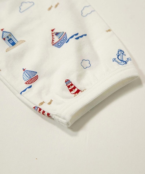 MAKE YOUR DAY（メイクユアデイ）の「やわらか2柄2WAYオール（ロンパース・キッズ・ブルー/オフホワイト・50-70cm）」の7枚目の写真