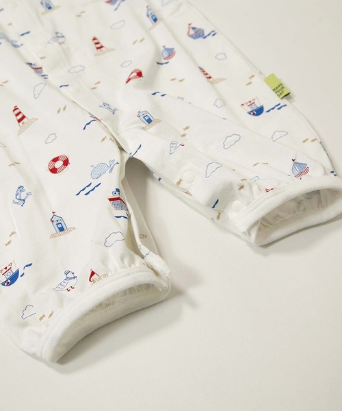 MAKE YOUR DAY（メイクユアデイ）の「やわらか2柄2WAYオール（ロンパース・キッズ・ブルー/オフホワイト・50-70cm）」の9枚目の写真