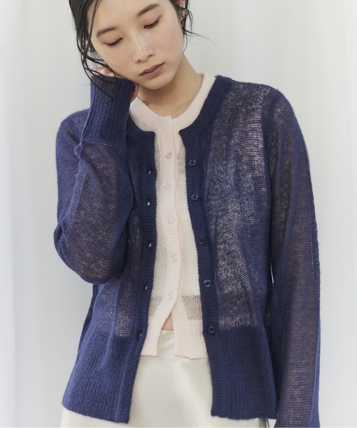 CIEL'AIR(シエルエアー)の「MOHAIR VEST SET CARDIGAN(モヘアベストセットカーディガン)(ニット/セーター・レディース・オフホワイト/ネイビー・FREE)」の2枚目の写真