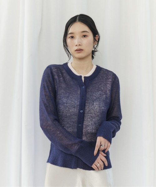 CIEL'AIR(シエルエアー)の「MOHAIR VEST SET CARDIGAN(モヘアベストセットカーディガン)(ニット/セーター・レディース・オフホワイト/ネイビー・FREE)」の3枚目の写真