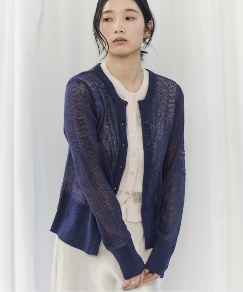 CIEL'AIR(シエルエアー)の「MOHAIR VEST SET CARDIGAN(モヘアベストセットカーディガン)(ニット/セーター・レディース・オフホワイト/ネイビー・FREE)」の4枚目の写真