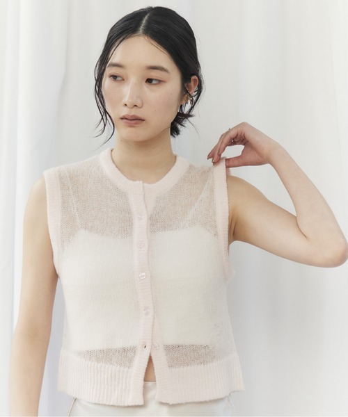 CIEL'AIR(シエルエアー)の「MOHAIR VEST SET CARDIGAN(モヘアベストセットカーディガン)(ニット/セーター・レディース・オフホワイト/ネイビー・FREE)」の15枚目の写真