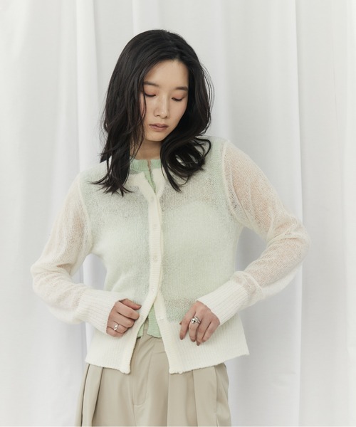 CIEL'AIR(シエルエアー)の「MOHAIR VEST SET CARDIGAN(モヘアベストセットカーディガン)(ニット/セーター・レディース・オフホワイト/ネイビー・FREE)」の20枚目の写真