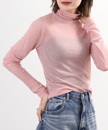 gleam（グリーム）の「gleam ラウンドネック＆モックネックリブカットソー（Tシャツ/カットソー）」