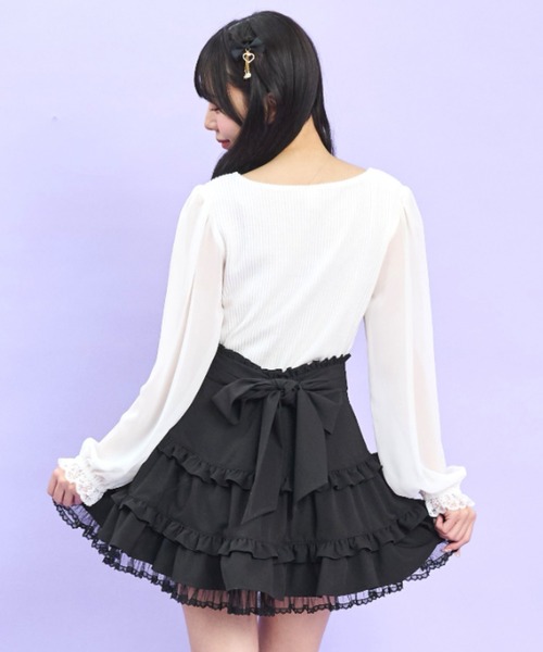 Secret Honey（シークレットハニー）の「レースアップヨークカットソー（Tシャツ/カットソー・レディース・オフホワイト/ピンク/ブラック・FREE）」の5枚目の写真