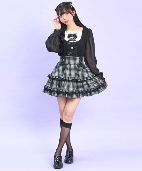 Secret Honey（シークレットハニー）の「レースアップヨークカットソー（Tシャツ/カットソー・レディース・オフホワイト/ピンク/ブラック・FREE）」の8枚目の写真