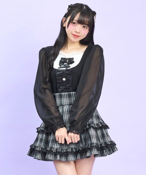 Secret Honey（シークレットハニー）の「レースアップヨークカットソー（Tシャツ/カットソー・レディース・オフホワイト/ピンク/ブラック・FREE）」の9枚目の写真