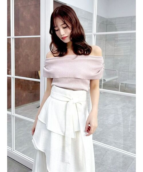 dazzlin（ダズリン）の「パールオフショルニットトップス（ニット/セーター・レディース・ブラック/ブルー/ライトグレー/ピンク・FREE）」の22枚目の写真