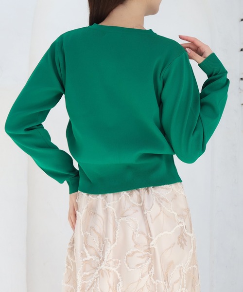 ASTORIA ODIER（アストリアオディール）の「スポンディッシュリングパールカーディガン（カーディガン/ボレロ・レディース・ネイビー/グリーン/ライトグレー/ネイビー×ホワイト・MEDIUM/LARGE）」の8枚目の写真