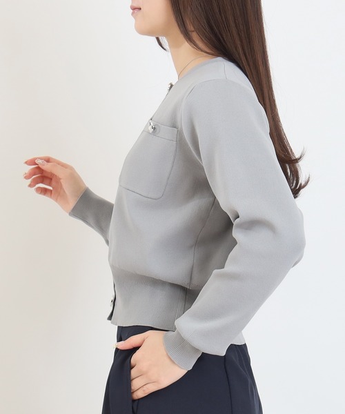 ASTORIA ODIER（アストリアオディール）の「スポンディッシュリングパールカーディガン（カーディガン/ボレロ・レディース・ネイビー/グリーン/ライトグレー/ネイビー×ホワイト・MEDIUM/LARGE）」の11枚目の写真