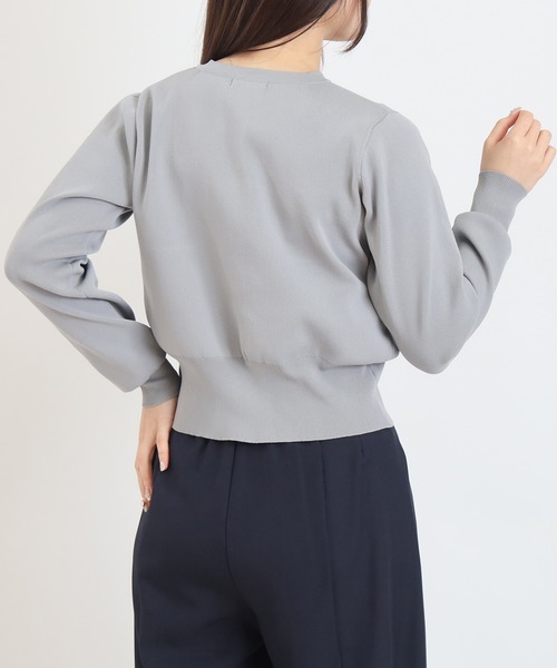 ASTORIA ODIER（アストリアオディール）の「スポンディッシュリングパールカーディガン（カーディガン/ボレロ・レディース・ネイビー/グリーン/ライトグレー/ネイビー×ホワイト・MEDIUM/LARGE）」の12枚目の写真