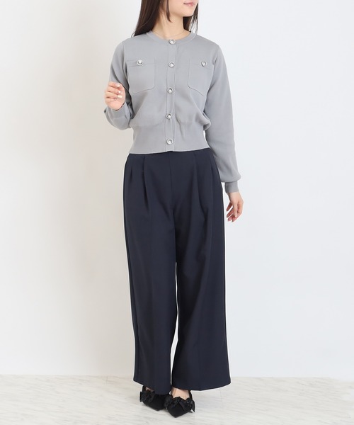 ASTORIA ODIER（アストリアオディール）の「スポンディッシュリングパールカーディガン（カーディガン/ボレロ・レディース・ネイビー/グリーン/ライトグレー/ネイビー×ホワイト・MEDIUM/LARGE）」の14枚目の写真