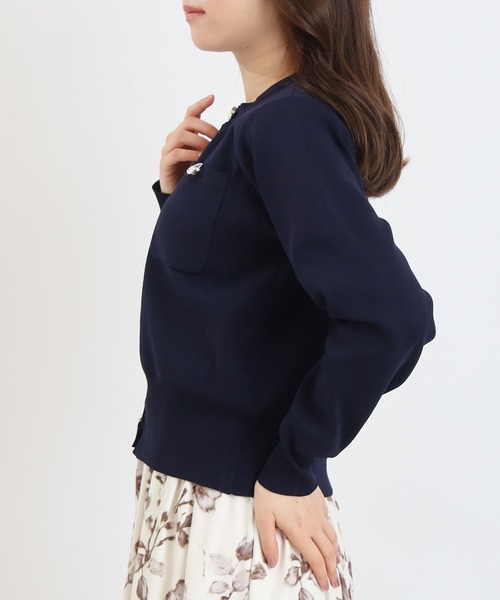 ASTORIA ODIER（アストリアオディール）の「スポンディッシュリングパールカーディガン（カーディガン/ボレロ・レディース・ネイビー/グリーン/ライトグレー/ネイビー×ホワイト・MEDIUM/LARGE）」の16枚目の写真