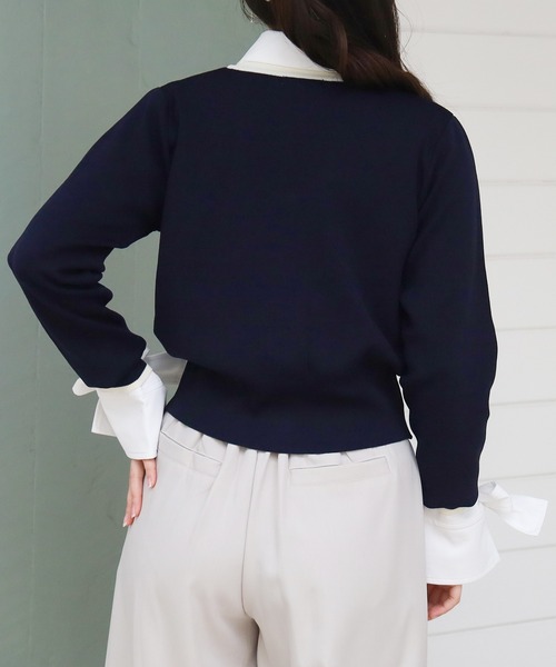 ASTORIA ODIER（アストリアオディール）の「スポンディッシュリングパールカーディガン（カーディガン/ボレロ・レディース・ネイビー/グリーン/ライトグレー/ネイビー×ホワイト・MEDIUM/LARGE）」の21枚目の写真