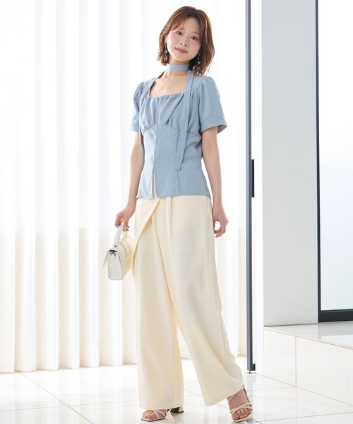 Elishe(エリシェ)の「ラップデザインワイドパンツ(スラックス・レディース・ブラック/アイボリー・0/1)」の13枚目の写真