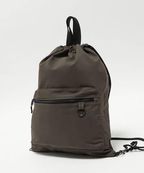 green label relaxing（グリーンレーベルリラクシング）の「【WEB限定】マット リップストップ ナップサック バッグ -撥水-（バックパック/リュック・メンズ・ダークブラウン/ブラック・FREE）」の6枚目の写真