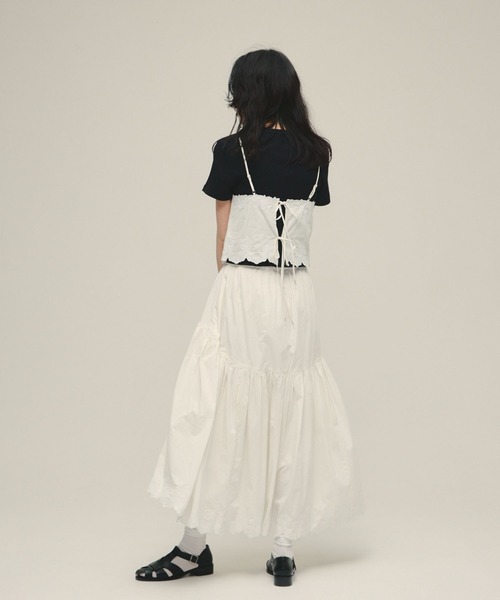 eL(エル)の「【eL】Made in India Embroidery Cami/645532(キャミソール・レディース・オフホワイト/ブラック・FREE)」の5枚目の写真