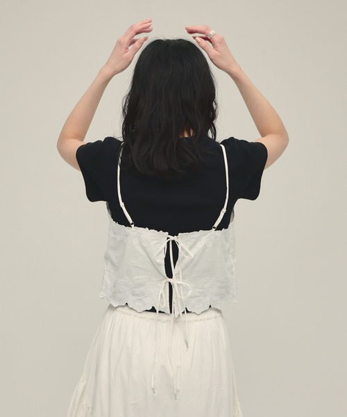 eL(エル)の「【eL】Made in India Embroidery Cami/645532(キャミソール・レディース・オフホワイト/ブラック・FREE)」の7枚目の写真
