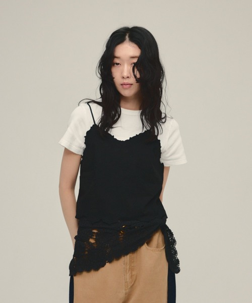eL(エル)の「【eL】Made in India Embroidery Cami/645532(キャミソール・レディース・オフホワイト/ブラック・FREE)」の12枚目の写真