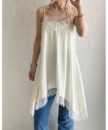 She's Closet | アシンメトリー ヘム ロング丈  サテンレースキャミソール チュニック(キャミソール)