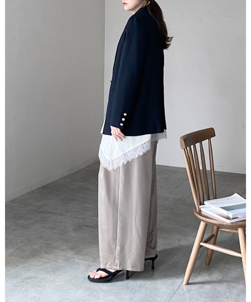 She's Closet(シーズクローゼット)の「アシンメトリー ヘム ロング丈 サテンレースキャミソール チュニック(キャミソール・レディース・アイボリー/ベージュ/ブラック・FREE)」の16枚目の写真