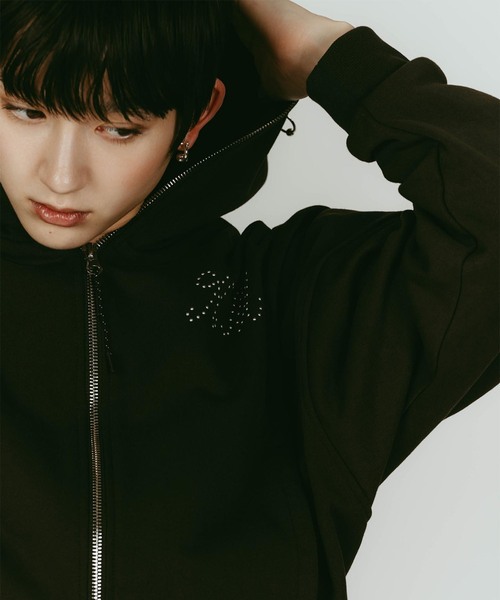 Knuth Marf(クヌースマーフ)の「Knuth Marf/クヌースマーフ pierced hooded sweatshirt(パーカー・レディース・ブルー/チャコールグレー・FREE)」の6枚目の写真
