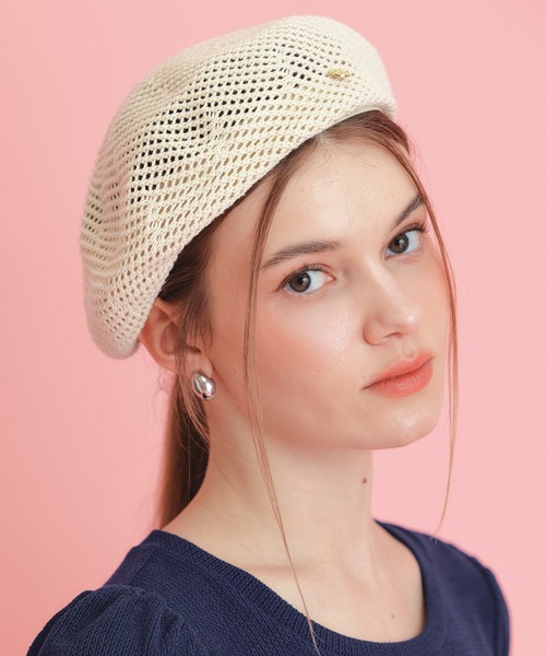 REDYAZEL（レディアゼル）の「プレートメッシュサマーベレー（ハンチング/ベレー帽・レディース・オフホワイト/ベージュ/ブラック・FREE）」の2枚目の写真